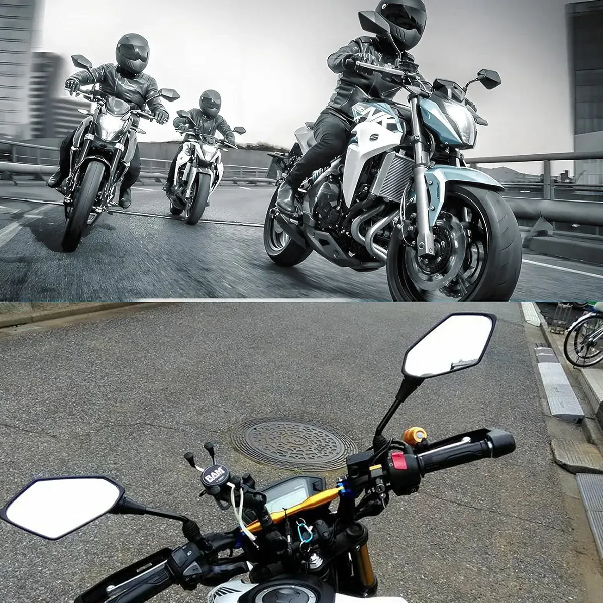 Retrovisor (par) citycoco/scooter - modelo águia 18x9,5 cm, haste 8MM, foto 5